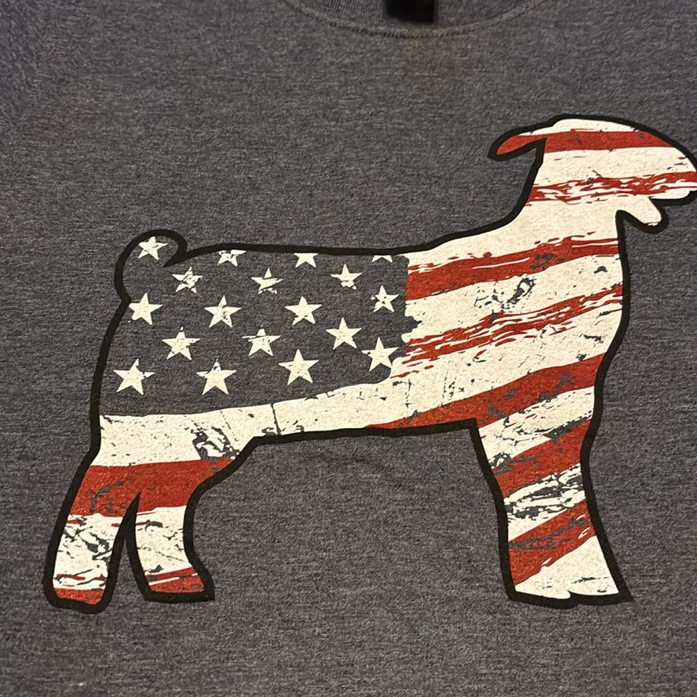 New Red, White & Blue Flag Goat Short Sleeve shirt Stockyard Style Small - Picture 2 of 3